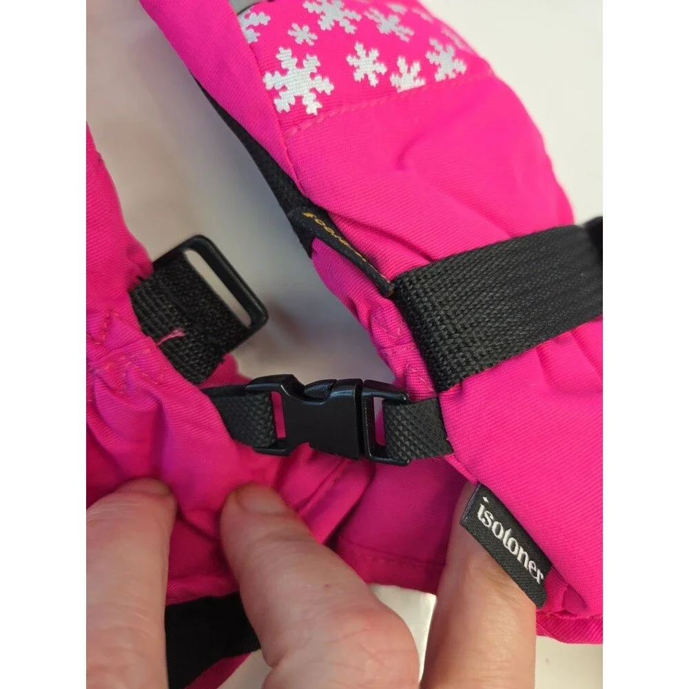 NWT Isotoner KIDS Waterproof Snow Gloves Adjustable Wrist Sz L/XL Pink Girls